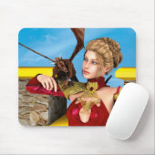 Fantasy Draken Prinses Digitale Kunst Muismat (Met muis)
