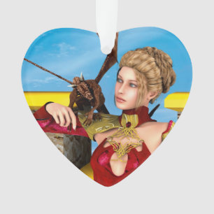 Fantasy Draken Prinses Digitale Kunst Ornament