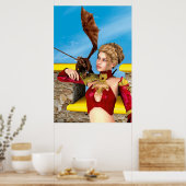 Fantasy Draken Prinses Digitale Kunst Poster (Keuken)