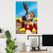 Fantasy Draken Prinses Digitale Kunst Poster (Thuiskantoor)