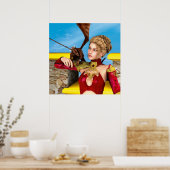 Fantasy Draken Prinses Digitale Kunst Poster (Keuken)