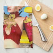 Fantasy Draken Prinses Digitale Kunst Theedoek (Quarter Fold)
