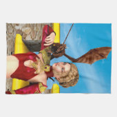 Fantasy Draken Prinses Digitale Kunst Theedoek (Horizontaal)