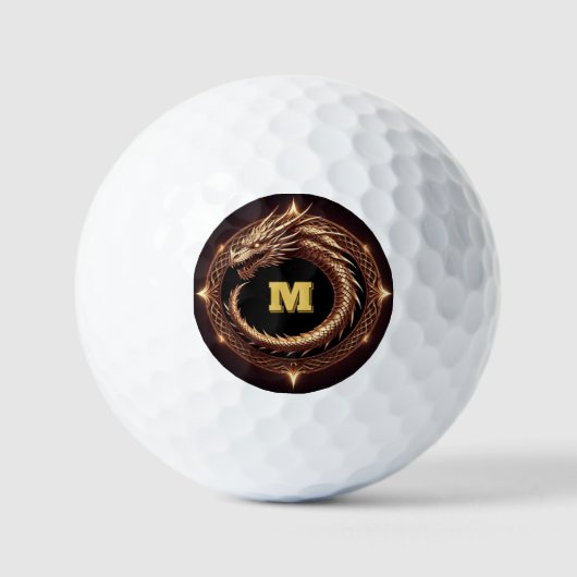 🐉 Fantasy Draken Ring Frame Aangepaste Initiële B Golfballen (Voorkant)