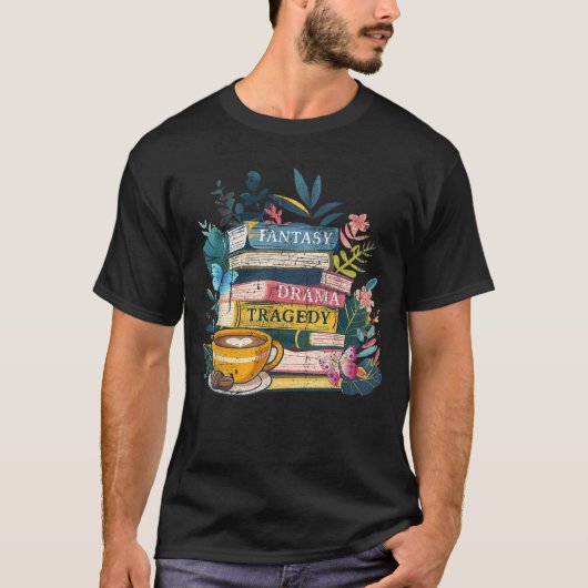 Fantasy Dramaragedy Boeken Subtiel grappig T-shirt (Voorkant)