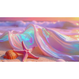 Fantasy Dream Beach With Beautiful Pink Starfish  Papieren Bordje