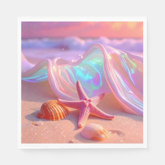 Fantasy Dream Beach With Beautiful Pink Starfish Servet (Voorkant)