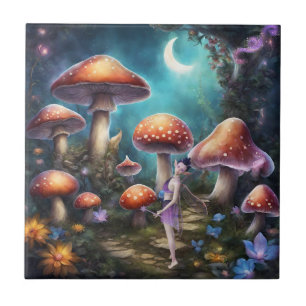 Fantasy Dream World Fairy en paddenstoelen Tegeltje