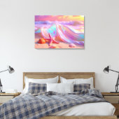 Fantasy Droomstrand Met Mooie Roze Zeester  Canvas Afdruk (Insitu (Slaapkamer))