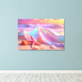 Fantasy Droomstrand Met Mooie Roze Zeester  Canvas Afdruk (Insitu (Houten vloer))
