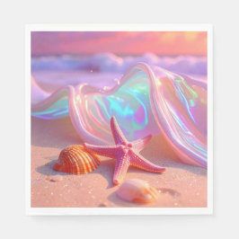 Fantasy Droomstrand Met Mooie Roze Zeester Servet