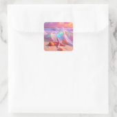 Fantasy Droomstrand Met Mooie Roze Zeester Vierkante Sticker (Tas)