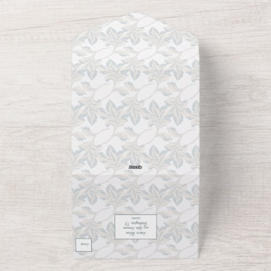 Fantasy Dusty Blue Floral Winter All In One Uitnodiging (Buitenkant)