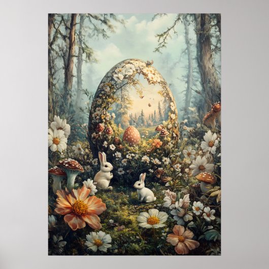 Fantasy Easter Egg in de kunst van de bosmuur Poster (Voorkant)