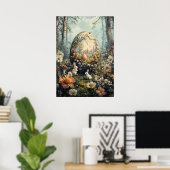Fantasy Easter Egg in de kunst van de bosmuur Poster (Thuiskantoor)