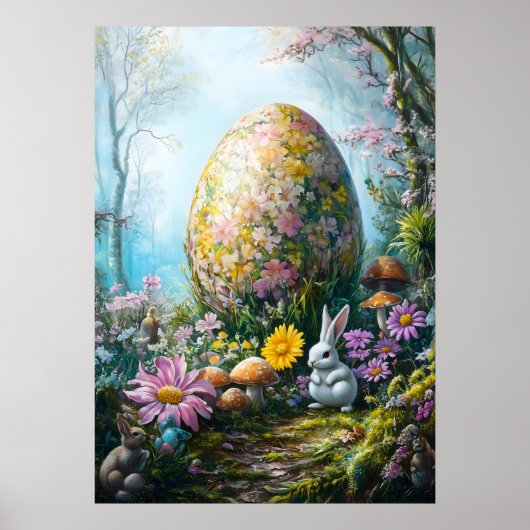 Fantasy Easter Egg in het magische bos Poster (Voorkant)