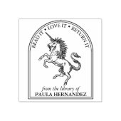 Fantasy Eenhoorn Bibliotheek Van de Bibliotheek Va Rubberstempel (Afrduk)