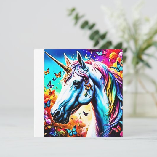 Fantasy Eenhoorn Design Feestdagenkaart (Staand voorkant)