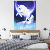 Fantasy Eenhoorn Hengst Paarse Maan Canvas Afdruk (Insitu (Slaapkamer))