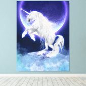 Fantasy Eenhoorn Hengst Paarse Maan Canvas Afdruk (Insitu (Houten vloer))