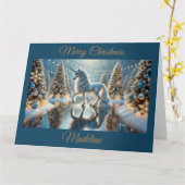 Fantasy Eenhoorn met glinsterende kerstbomen Kaart (Gele Bloem)