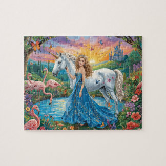 Fantasy Eenhoorn Prinses Kasteel Flamingo Kunst Legpuzzel