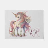  Fantasy Eenhoorn Rainbow Pastel Initialen Deurmat (Voorkant)