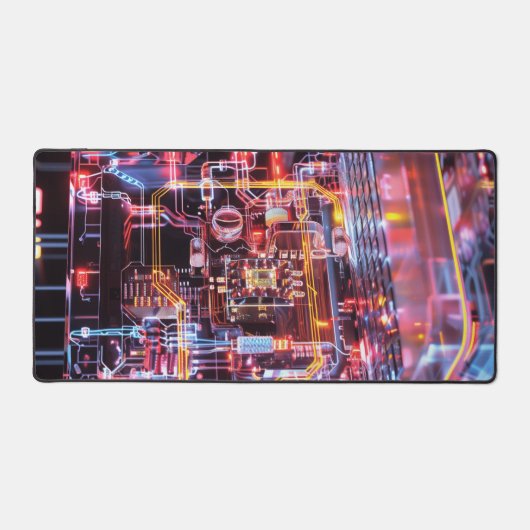 Fantasy Electro Neon Glass Laptop Digitale Kunst Bureaumat (Voorkant)