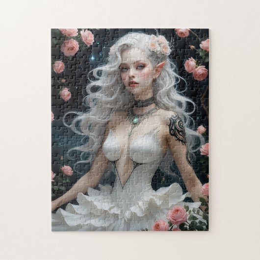 Fantasy Elegance: Elf met Rozen Legpuzzel (Verticaal)