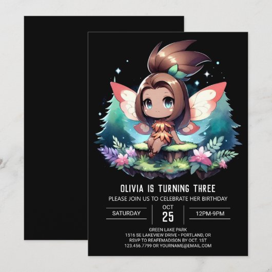 Fantasy Elegant Fairy Verjaardag Kaart (Voorkant / Achterkant)