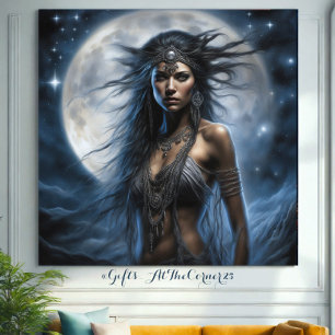 Fantasy Elegante Maanprinses Canvas Afdruk