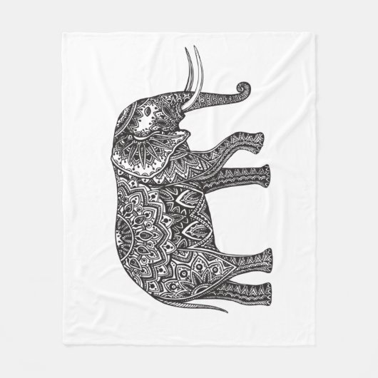 Fantasy Elephant Doodle Fleece Deken (Voorkant)