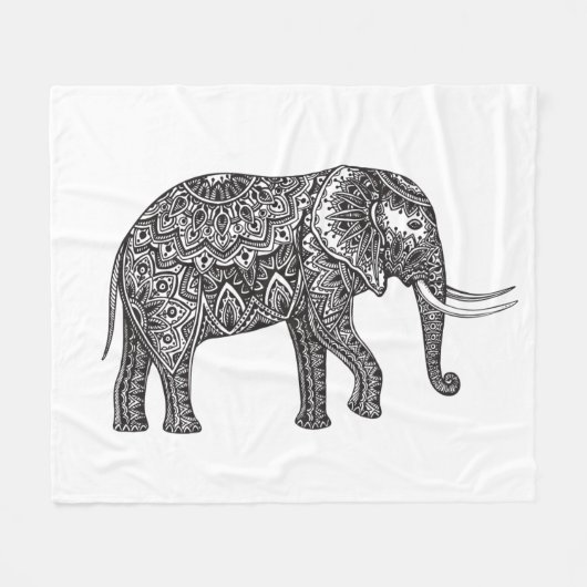 Fantasy Elephant Doodle Fleece Deken (Voorkant (Horizontaal))