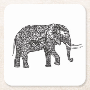 Fantasy Elephant Doodle Kartonnen Onderzetters