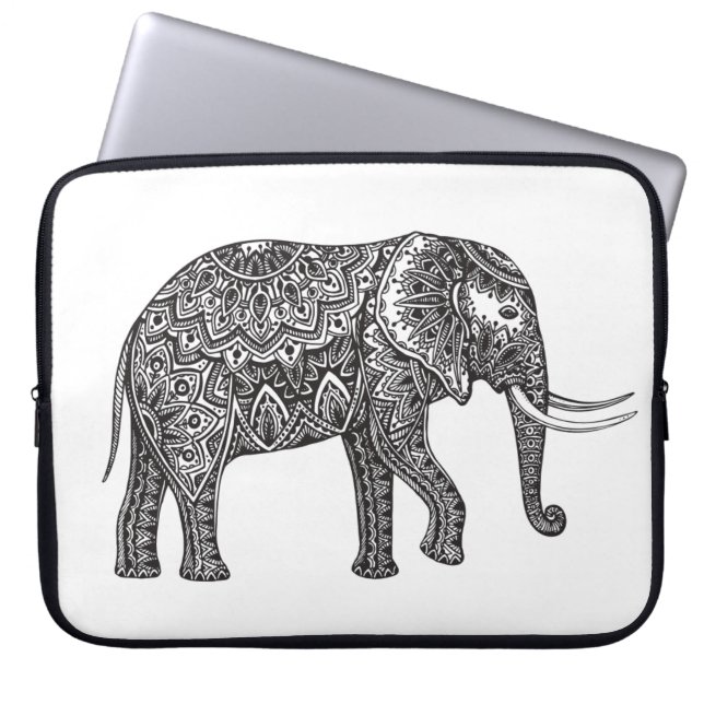 Fantasy Elephant Doodle Laptop Sleeve (Voorkant)