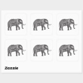 Fantasy Elephant Doodle Vierkante Sticker (Vel)