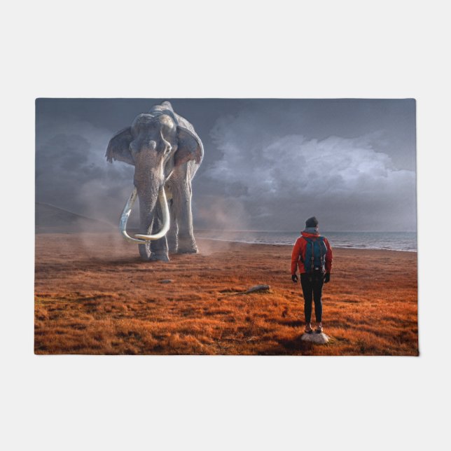 Fantasy Elephant en Man Deurmat (Voorkant)