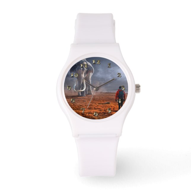 Fantasy Elephant en Man Horloge (Voorkant)