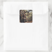 Fantasy Elf Archer Resting in Enchanted Oak Forest Vierkante Sticker (Tas)