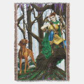 Fantasy Elf Boogschutter Vizsla Hond Betoverd Bos Deken (Voorkant Verticaal)