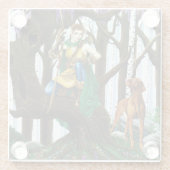 Fantasy Elf Boogschutter Vizsla Hond Betoverd Bos Glazen Onderzetter (Achterkant)