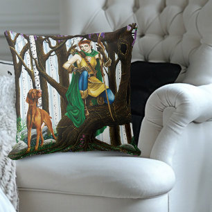 Fantasy Elf Boogschutter Vizsla Hond Betoverd Bos Kussen