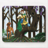 Fantasy Elf Boogschutter Vizsla Hond Betoverd Bos Muismat (Voorkant)