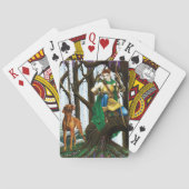Fantasy Elf Boogschutter Vizsla Hond Betoverd Bos Pokerkaarten (Achterkant)