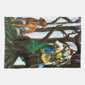 Fantasy Elf Boogschutter Vizsla Hond Betoverd Bos Theedoek (Horizontaal)