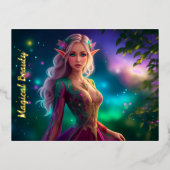 Fantasy elf prinses elegant licht mooi elf folie feestdagen briefkaart (Voorkant)