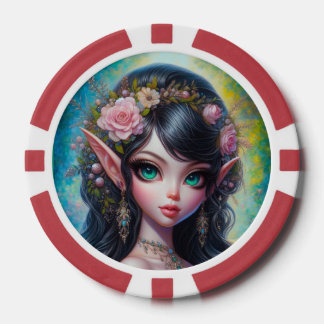 Fantasy elfen vrouw poker chips