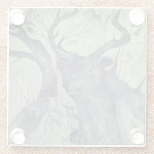 Fantasy Elk in het bos Glazen Onderzetter (Achterkant)