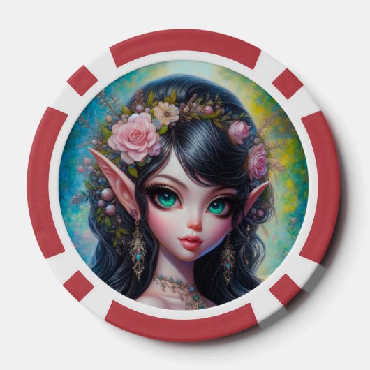 Fantasy Elven Woman  Poker Chips (Achterkant)