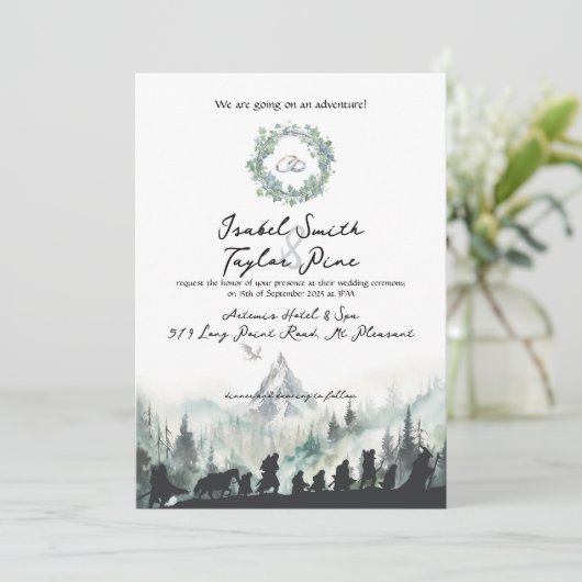 Fantasy Elvish Wedding Invitation Kaart (Staand voorkant)